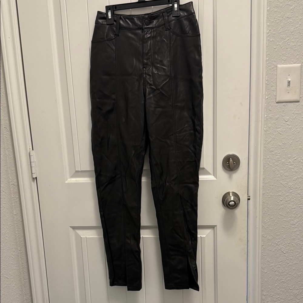 Women  Black Leather Pants size 5